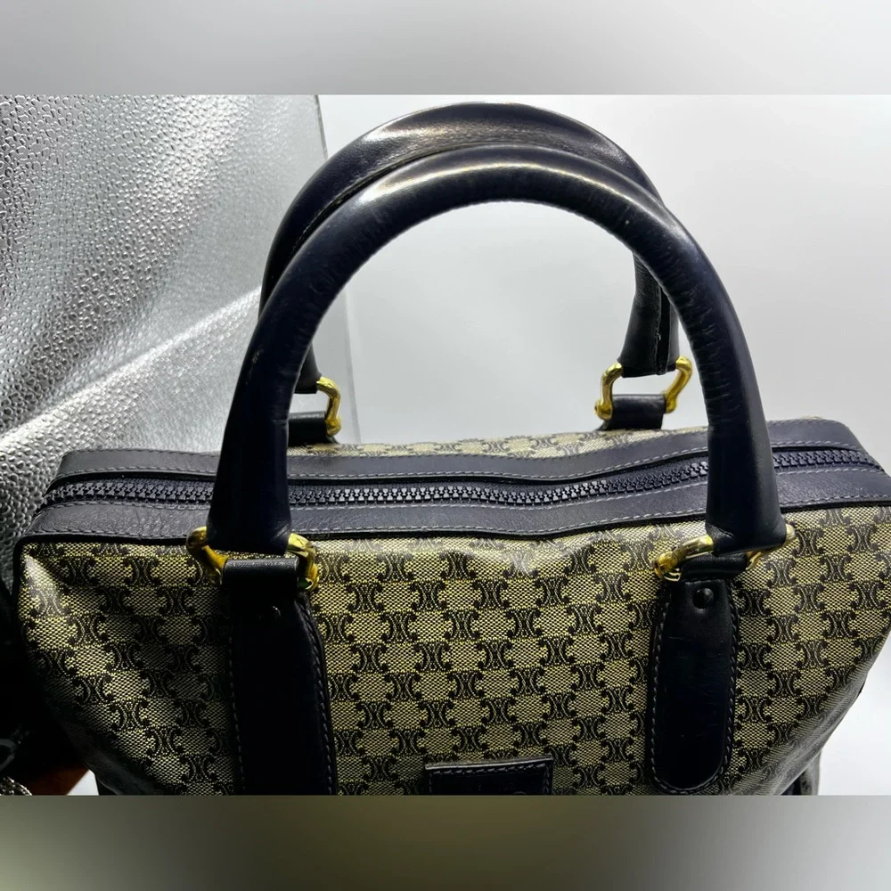 CELINE Macadam Boston Tote Bag M03 Navy Tan Cream PVC Leather - COA INCLUDED! 👜